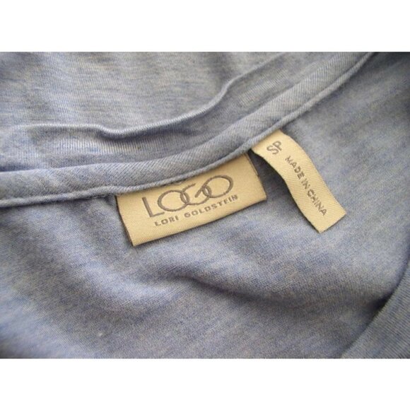 LOGO Lori Goldstein Blue Satin & Lace Hem Tunic SP - Picture 10 of 10